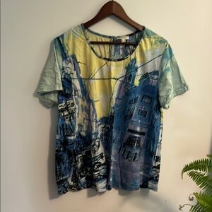 Orientique Blue and Yellow Women's Top, sz 18